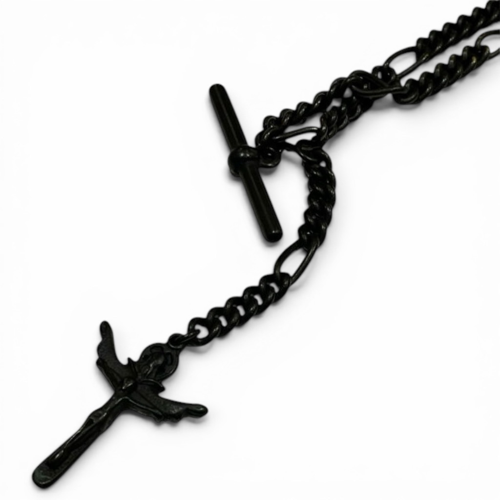 Dsquared2 Necklace Rosary Cross Metal Chain In Charcoal Grey Nwt 325 Msrp 85$